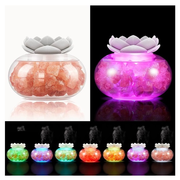 NIB Lotus Vyaime Salt Lamp Essential Oil Diffuser - Picture 4 of 8
